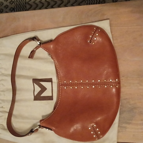 MICHAEL Michael Kors Handbags - Vintage Michael Kors Small leather brown studded bag Early Y2K Baguette Rare 90